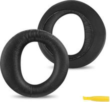 "Geekria QuickFit" keičiami baltyminiai odiniai ausų įdėklai "Sony MDR-DS6000 DS6500 DS7000 DS7100 RF4000 RF5000 RF6000 RF6500 RF7000 RF7100 ausinėms (juodi)