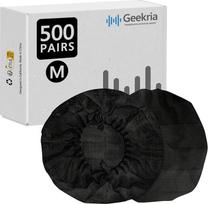 "Geekria" 500 porų vienkartinių ausinių ausinių pagalvėlių, skirtų ausinių ausinėms su MRT ausinėmis ausinių puodeliui, tamprios sanitarinės ausų pagalvėlės higieninės ausų pagalvėlių apsaugos priemonės (M/juoda)