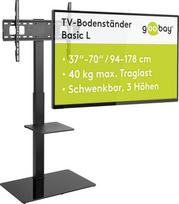 "goobay" televizoriaus grindų stovas 37-70 colių pasukamas ±35° Reguliuojamas aukštis VESA 600 x 400 iki 40 kg Stiklo pagrindas - 58526