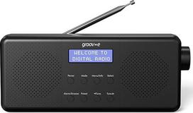 "Groov-e Vienna" įkraunamas DAB ir FM skaitmeninis radijas - integruotas žadintuvas ir "Bluetooth" ryšys - skystųjų kristalų ekranas - maitinamas iš mikro USB arba baterijos - nešiojamas radijas - 40 išankstinių nustatymų