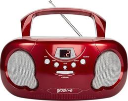 "Groov-e" GVPS733/RD Nešiojamasis CD grotuvas su AM/FM radiju, 3,5 mm AUX įvestimi, ausinių lizdu, LED ekranu, raudonos spalvos, 21 x 23 x 10 cm
