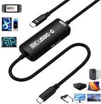"Guermok" USB-C į AR adapteris, 8K@30Hz / 4K@144Hz / 1080P@240Hz, 1,2 m ilgio USB C į USB C vaizdo kabelis su PD 3.0, "Switch 2/1 TV Dock", skirtas AR akiniams, nešiojamiems monitoriams ir C tipo ekranams (juodas)