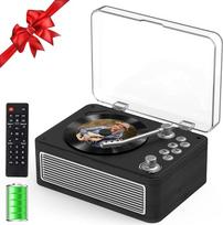 "Gueray" nešiojamasis "Bluetooth" CD grotuvas su garsiakalbiais 3600 mAh įkraunamas senovinių kompaktinių diskų grotuvas namams, "Retro Ebony" kompaktinių diskų grotuvai FM radijas su nuotolinio valdymo pultu, palaiko USB AUX atkūrimą