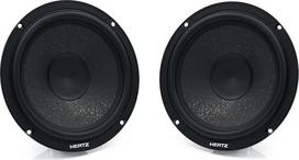 "Hertz C165-165 mm/16,5 cm žemų dažnių garsiakalbių rinkinys, 210 W maksimali galia, 4 Om, SPP-M membrana iš pusiau presuoto popieriaus ir didelio tankio feritinis magnetas, skirtas dinamiškiems vidutiniams bosams automobilių garso sistemose