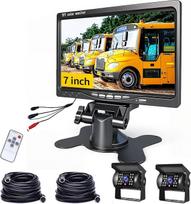 "Hodozzy" atbulinės eigos kameros rinkinys su 7 colių LCD monitoriumi ir dviguba atsargine kamera, atsparus vandeniui, naktinio matymo, 2 kamerų kabelio parkavimo pagalba sunkvežimiams / priekaboms / autobusams / furgonams / lengviesiems automobiliams / ž