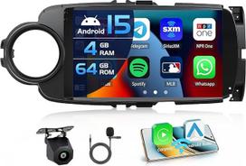 "Inefala" 4+64G automobilinis radijas "Toyota Yaris Grmn 2012-2017 Android 15" su 9 colių vidiniu ekranu, palaikantis "Wireless Carplay" ir "Android Car Mirror Link" radiją FM/RDS GPS WiFi BT SWC