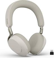 "Jabra Evolve3 75" belaidės "Bluetooth" ausinės su mikrofonu biurui, USB-C, AI balso skambučiai, pažangus aktyvus triukšmo slopinimas, 22 val. baterija, skirtos internetinių susitikimų programėlėms, šiltai pilkos spalvos