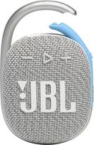 "JBL Clip 4 Eco" "Bluetooth" garsiakalbis iš perdirbtos medžiagos - baltas - vandeniui atspari nešiojama muzikos dėžutė su praktišku karabinu - iki 10 valandų belaidžio muzikos transliavimo
