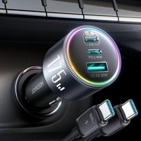 "JOYROOM" 175W 175W 3 prievadų cigarečių žiebtuvėlio USB C su 100W C-C kabeliu, PD100W ir PD45W automobilio įkroviklio cigarečių žiebtuvėlio adapteris, 12V/24V USB adapteris automobiliui, skirtas "iPhone 17"/"Samsung S26"/"iPad"/"MacBook"/"Laptop