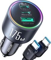 "JOYROOM" 175W 3 prievadų cigarečių žiebtuvėlio USB C su 100W C-C kabeliu, [3 GaN lustai] automobilio įkroviklio adapteris, PD100W ir QC3.0 greitasis automobilinis įkroviklis "iPhone 17/16/Samsung S26/Smartphone/iPad/MacBook/Laptop