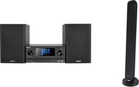 "Kenwood" M-9000S-B išmanioji mikro Hi-Fi sistema su internetiniu radiju, DAB+, juoda ir "Hama" DAB kambario antena radijui (FM, 1,4 m kabelis)