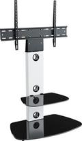 "King" konsolinis televizoriaus stovas su laikikliu Satino balta suapvalinta 70 cm nuo 32" - 60" colių, skirtas HD plazminiams LCD LED OLED lenktiems televizoriams