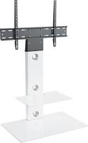 "King" vertikalus konsolinis TV stovas su laikikliu Satin White Lentynos nuo 32" - 60" colių HD plazminiams LCD LED OLED televizoriams su išlenktais ekranais iš "TV Furniture Direct"... (suapvalintas)