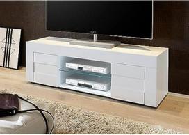 "L&C Lc Easy TV" 2 durys, mažos, medinės, blizgios, baltos spalvos 138 x 44 x 42 cm