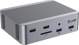 "LMP USB4 SuperDock 2" - 15 prievadų USB4 prijungimo stotelė - USB4, USB-C, USB-A, HDMI, DisplayPort, Ethernet, garso ir kortelių skaitytuvas - aliuminio dizainas su "Kensington" apsaugos lizdu