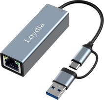 "Loydia" USB C ir Ethernet adapteris, USB 3.0 ir RJ45 1000Mbps Gigabit LAN adapteris, suderinamas su "iPhone" 15
