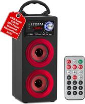 "McGrey BS-20 Beachside Bluetooth" akumuliatorinis garsiakalbis - nešiojamasis muzikinis dėklas su "Bluetooth", FM radiju, USB/SD MP3 atkūrimu, AUX įvestimi, nuimamu akumuliatoriumi, 30 radijo nustatymų, nuotolinio valdymo pultu - raudonas
