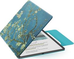 "MoKo" magnetinis dėklas naujam 11 colių "Kindle Scribe 2025" (3 kartos) ir "Kindle Scribe Colorsoft 2025" (1 kartos) - plonas "Folio Premium" PU odos dangtelis su rašikliu ir automatiniu miego budinimu, abrikoso spalvos gėlė