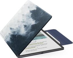 "MoKo" magnetinis dėklas naujam 11 colių "Kindle Scribe 2025" (3 kartos) ir "Kindle Scribe Colorsoft 2025" (1 kartos) - plonas "Folio Premium" PU odos dangtelis su rašikliu ir automatiniu miego žadinimu, pilkas miškas
