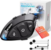 "Moman Bluetooth" ryšio sistema motociklininkų šalmams, mono ausinės su Hi-Fi garsiakalbiais ir triukšmo slopinimu, FM radiju, AI balso asistentu, laisvų rankų skambučiais, IPX6 vandeniui atspari (vienas vairuotojas)