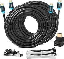 "MutecPower" HDMI kabelis 2.0 su Ethernet 4Kx2K/60HZ Ultra HD 2160p/Full HD 1080p 3D/ARC/CEC trigubas ekranuotas kabelis 15 m juodas 15 m, 2 vnt.