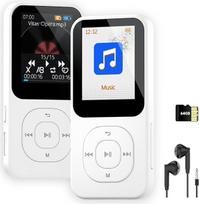 "Pecsu" 64GB MP3 grotuvas su "Bluetooth 5.3", nešiojamasis muzikos grotuvas sportuojantiems bėgikams su įmontuotu HD garsiakalbiu, FM radiju, diktofonu, "HiFi" garsu, elektroninių knygų funkcija, iki 256GB (baltas)