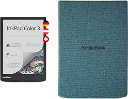 "PocketBook" elektroninių knygų skaityklė "InkPad Color 3" (vokiška versija) 32GB atminties, IPX8, "Bluetooth", garsiakalbis, 19,81 cm (7,8 colio) "E-Ink Kaleido 3" spalvotas ekranas - "Stormy Sea" ir apverčiamas dangtelis - jūros žalia