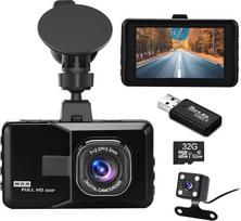 "Podazz Dash Cam" automobilio priekinė ir galinė 3 colių IPS ekrano FHD 1080P vaizdo kamera, skirta automobiliams 170 platus kampas, ypač geras naktinis matymas, G jutiklis, įrašymas kilpa ir judesio aptikimas, parkavimo stebėjimas