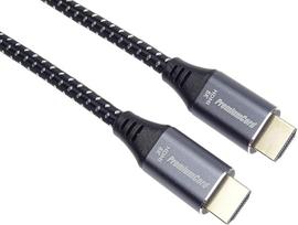 "PremiumCord" 8K itin didelės spartos HDMI 2.1 kabelis M/M 48Gb/s su Ethernet, vaizdo raiška 8K @ 60 Hz, gilios spalvos, 3D, EDID, ARC, HDR, 3 kartus ekranuotas, tekstilinis kabelio pynimas, paauksuotas, ilgis 10 m