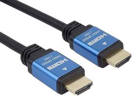 "PremiumCord" 4K HDMI 2.0b kabelis, raiška UHD 4K@60Hz 2160p , 3D, ARC, HDCP, paauksuotos metalinės jungtys, juodai mėlynas, ilgis 3 m