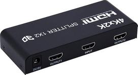 "PremiumCord" 4K HDMI skirstytuvas su 1-2 prievadais ir maitinimo šaltiniu, metalinis korpusas, vaizdo raiška 4Kx2K 2160p UHD, Full HD 1080p 60Hz, 3D, HDCP, juoda spalva