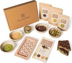 "Pure Xocolate" "pasidaryk pats" Dubajaus šokolado rinkinys - dovanų dėžutė su belgišku šokoladu, pistacijų kremu ir angelų plaukų tešlos siūlais (Kadayif) - apima silikoninę formą - pasigaminkite prabangų šokoladą