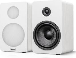 "Pyle" 6,5" knygų lentynos garsiakalbiai - laidinių knygų lentynos garsiakalbių pora su sieniniais laikikliais, 2 krypčių HiFi namų kino sistema su stiklo pluošto kūgiu, minkštu kupolo aukštų dažnių garsiakalbiu, kompaktiškas dizainas, 29,7X