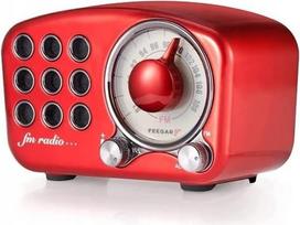 "Radio Feegar Retro Bluetooth" garsiakalbis, senovinis FM radijas su senoviniu klasikiniu stiliumi, stiprus žemų dažnių stiprinimas, didelis garsumas, F kortelės lizdas ir MP3 grotuvo AUX veikimas, "MicroSD" kortelė (raudona)