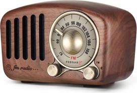 "Radio Feegar Retro Bluetooth" garsiakalbis, senovinis FM radijo imtuvas su senoviniu klasikiniu stiliumi, stiprus žemų dažnių stiprinimas, didelis garsumas, F kortelės lizdas ir MP3 grotuvo AUX veikimas, "MicroSD" kortelė (rudos spalvos)