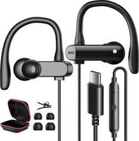 "Samsung A57 A37 Galaxy A55 A36" USB C tipo ausinės, "In-Ear" C tipo ausinės, USB C jungties ausinės su ENC mikrofono kabeliu ir ausies kabliuku, skirtos "iPhone 16 17 5G Pixel 9a 10 Poco X8 Pro" bėgimui, sporto salei, fitnesui