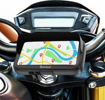 "Sovica" mobiliojo telefono laikiklis Motociklas Vandeniui atsparus galioja visų storių ir formų vairams Dėklas su skydeliu galioja išmaniesiems telefonams iki 7,5 colio Motociklo mobiliojo telefono laikiklis