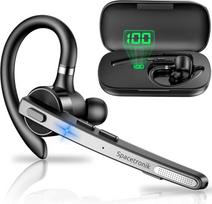 "Spacetronik" "Bluetooth" ausinės su mikrofonu, laisvų rankų įranga, "Bluetooth 5.2", dvigubas mikrofonas su triukšmo slopinimu, 15 valandų pokalbio laikas, ausinės mobiliajam telefonui "iPhone", "Android