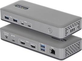 "StarTech" USB-C prijungimo stotelė, dvigubas 4K 60 Hz HDMI MST dokas, 100 W galios nešiojamojo kompiuterio įkrovimas, 1GbE, be vairuotojo, "Windows
