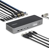 "StarTech. com" USB-C doko stotelė trims monitoriams, 140 W nešiojamojo kompiuterio įkrovimo stotelė "MacBook Pro" ir "Windows", 4K 60 Hz HDMI arba "DisplayPort
