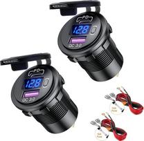 "Thlevel" 12V USB lizdas automobilinis įkroviklis QC3.0 PD C tipo su LED voltmetro jungikliu 12V-24V transporto priemonėms Valtis Motociklas Visureigis Autobusas Sunkvežimis Karavanas Jūrų transportas
