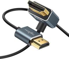 "Twozoh" plonas HDMI kabelis su HDMI kabeliu, lenkta 90 laipsnių kampine jungtimi, 1 m, itin plonas ir lankstus HDMI kabelis, palaikantis 3D/4K 60 Hz