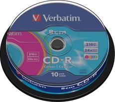 "Verbatim" 8 cm CD-R 210MB 24x CD pakuotė su 10 vijų (2x 5 spalvų)