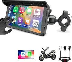"VSYSTO Motorcycle Carplay" 5 colių HD jutiklinis ekranas, atsparus vandeniui, nešiojamasis nešiojamasis motociklas, belaidis "Carplay", palaiko GPS navigaciją, skambina ir groja muziką, dvigubas USB prievado maitinimo kabelis (5 coliai)