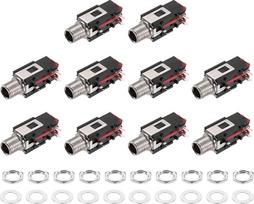 10 x 6,35 mm Stereo-Audio-Klinkenstecker, 50 V, 3-polige Leiterplattenmontage, Videoanschlüsse, Stereo-Kopfhörerbuchse mit Muttern und Abstandshalter für Kopfhörer, Lautsprecher