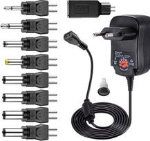 12 W universalus maitinimo šaltinis su 9 nuimamais kištukais 3 V 4,5 V 5 V 6 V 7,5 V 9 V 12 V apverčiamo poliškumo, skirtas buitinei elektronikai