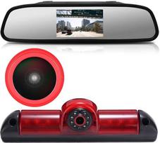 18 mm objektyvas Aukščiausios kokybės atbulinės eigos kamera + 4,3 colio automobilio galinio vaizdo veidrodis stabdžių žibintas Automobilio stogo atbulinės eigos kameros pakeitimas "Fiat Ducato X250" / "Peugeot Boxter III" AVIS AVS325CPR / "Citroen Jumper