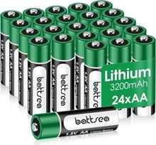 24 AA ličio baterijų pakuotė, 3200 mAh, 1,5 V, 4,8 Wh, dvigubos, ilgai šviečiančios, neįkraunamos baterijos, suderinamos su žaislinėmis, nuotolinio valdymo, stebėjimo kamerų sistemomis