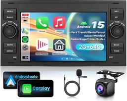 2G ir 64G 7 colių automobilinis radijas, skirtas "Ford Transit Fiesta Focus Focus Galaxy Mondeo Fusion Kuga C-Max S-Max Connect su "Carplay Android Car", "Android 13", jutikliniu ekranu "Bluetooth" HIFI/RDS/FM radijas, "Wifi Navi"/AHD atbulinės eigos kame