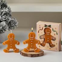 3 pakuotės "Gingerbread Man" kvapioji žvakė Estetinio aromato sojų vaško dekoratyvinė žvakė, puikiai tinkanti Kalėdų išvakarių vakarėlio dekoracijoms ir dovanoms
